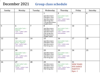 December Group Classes