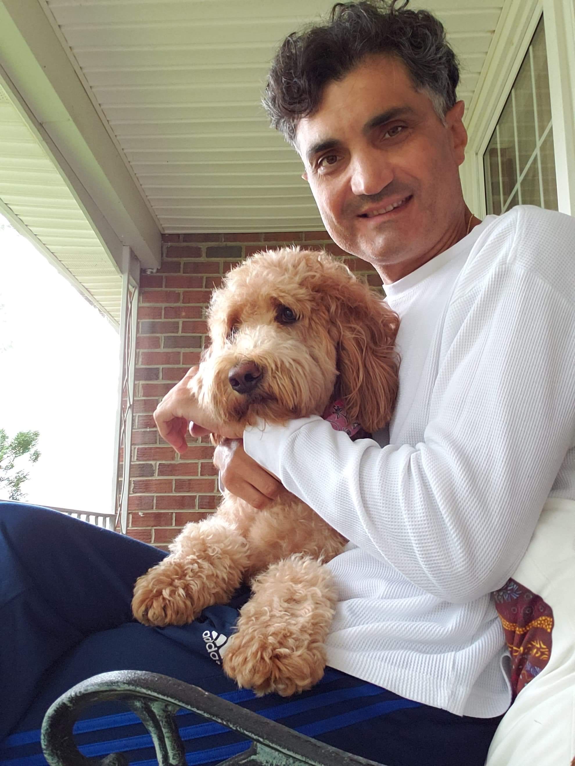 Gia Viseli with his dog Maggi